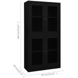  Uredski ormarić crni 90 x 40 x 180 cm čelik i kaljeno staklo | shoptok.hr