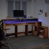  Radni stol s LED svjetlima boja starog drva 200x104x91cm drveni | shoptok.hr