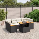  The Living Store Vrtna sedežna garnitura 7-delna z blazinami črn poli ratan - Vrtna Sedežna Garniture, (21479425) | Shoptok.si