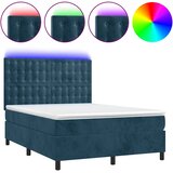  box spring s madracem LED tamnoplavi 140x200 cm baršun | shoptok.hr