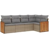  5-dijelni vrtni set sofa s jastucima bež od poliratana | shoptok.hr