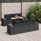  7-dijelni set vrtnih sofa od poliratana s jastucima crni Cijene