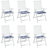 Jastuci za vrtne stolice 6 kom plavo-bijeli 40x40x4 cm tkanina | shoptok.hr