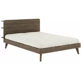 Karup Design Rjava zakonska postelja iz borovega lesa z letvenim dnom 140x200 cm Retreat - Karup Design