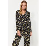 Trendyol Black Floral Pattern Viscose Shirt-Pants Woven Pajamas Set Cijene