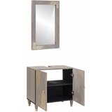  Set ormarića za kupaonicu Zidne 2 pcs Siva Čvrsto drvo manga | shoptok.hr