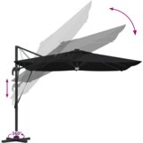 vidaXL samostojeći Roma suncobran s LED-ima crni 286x285x270 cm aluminij Cijene