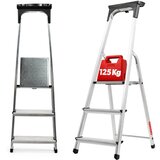 KADAX Domača lestev iz aluminija, 3-stopenjska zložljiva kavelj za lestev, 125 kg, (5000346216) Slike
