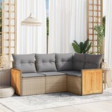 Maison Chic Seti vrtnega pohištva - Vrtna garnitura - Vrtni pohištvo set 4-delna z blazinami bež poli ratan, (21810728) | Shoptok.si