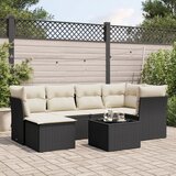  7-dijelni set vrtnih sofa od poliratana s jastucima crni Slike