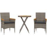  3-dijelni bistro set s jastucima sivi poliratan i drva bagrema | shoptok.hr