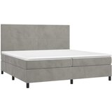 box spring s madracem LED svjetlosivi 200x200 cm baršun | shoptok.hr
