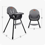 Momi stolica za hranjenje bebe Reki Grey Black, 6m+ | Eponuda.com