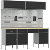 vidaXL 10-delni set delovne mize iz črnega jekla | Shoptok.si