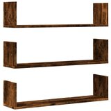 vidaXL Stenske police 3 kosi dimljeni hrast 80x18x18 cm inženirski les | Shoptok.si