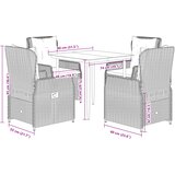  5-dijelni vrtni blagovaonski set s jastucima poliratan smeđi Smeđa 80 x 80 x 74 cm | shoptok.hr
