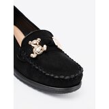 Shelvt Black suede shoes with a decorative teddy bear | shoptok.hr