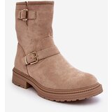 Boto Women's Flat Heel Boots with Buckles Beige Bliggore | Shoptok.si