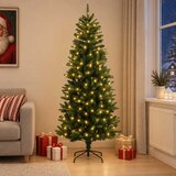  Umjetno božićno drvce s nogom 120 cm 150 LED lampica - 120 cm s LED svjetlima Zelena Cijene