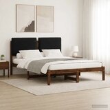  Krevetni okvir s tapiciranim uzglavljem Tamno smeđa i crna - tamno smeđa i crna 140 x 190 cm | shoptok.hr