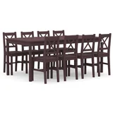 vidaXL Jedilna garnitura 9-delna borovina temno rjava, (21003252)