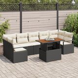 vidaXL 8-delni vrtni sofa set z blazinami črn poli ratan akacija | Shoptok.si
