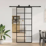 vidaXL drsna vrata z opremo črna 90x205 cm esg steklo