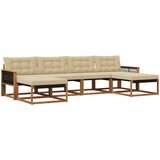 vidaXL Zunanja garnitura za sedenje z blazino 6 pcs Naravna in bež, (5000273134) | Shoptok.si