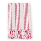 vidaXL Pamučni pokrivač na pruge 220x250 cm ružičasto bijeli | shoptok.hr