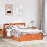 Okvir kreveta s uzglavljem voštano smeđi 150x200 cm od borovine | shoptok.hr