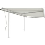 vidaXL Ročno zložljiva tenda s stebrički 4x3 m krem, (20728587) | Shoptok.si