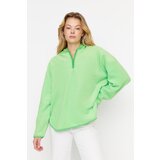 Trendyol Green Thick Fleece Hooded and Zippered Oversized/Wide Knit Sweatshirt | Shoptok.si