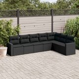  7-dijelni set vrtnih sofa od poliratana s jastucima crni Cijene