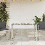  Vrtni stol sa staklenom pločom sivi 115x54x74 cm od poliratana | shoptok.hr