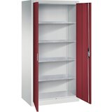 C+P Delavniška omara s krilnimi vrati, VxŠxG 1950 x 930 x 600 mm, svetlo sive / rubinasto rdeče barve | Shoptok.si