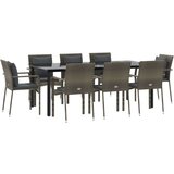  9-dijelni vrtni blagovaonski set crno-sivi od poliratana | shoptok.hr