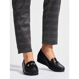 Shelvt Black openwork loafers on a low wedge | Shoptok.si
