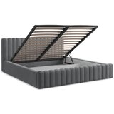 Makamii Siva oblazinjena zakonska postelja s prostorom za shranjevanje z letvenim dnom 160x200 cm Lemi – | Shoptok.si