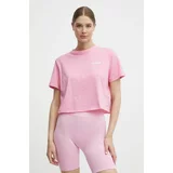 Guess Bombažna kratka majica SKYLAR ženska, roza barva, V4GI08 JA914
