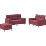  3-dijelni set sofa s jastucima crvena boja vina od tkanine | shoptok.hr