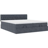 vidaXL Otomanski posteljni okvir z vzmetnicami siv 160x200 cm žamet | Shoptok.si