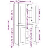  Visok predalnik Star les 69,5 x 34 x 180 cm Konstruiran les, (5000217519) | Shoptok.si