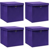  Kutije za pohranu s poklopcima 4 kom ljubičaste 32 x 32 x 32 cm | shoptok.hr