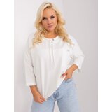 Fashion Hunters Ecru plus size blouse with drawstrings | Shoptok.si