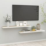 vidaXL Stenske police 2 kosa barva hrasta in bela 120x23,5x3,8 cm MDF Cene