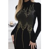 Kesi Knitted dress with a gold pattern of black cubic zirconia | shoptok.hr
