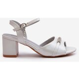 VINCEZA Women's Eco Leather Sandals with Heel and Silver Decorations Narhi | shoptok.hr