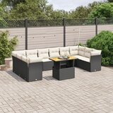 Maison Chic Seti vrtnega pohištva - Vrtna garnitura - Vrtni pohištvo set 11-delna z blazinami črn poli ratan, (21810593) | Shoptok.si