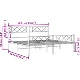 Metalni okvir kreveta uzglavlje i podnožje bijeli 183x213 cm | shoptok.hr