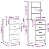 vidaXL set 3 umetni hrast inženirski les, ogledalo visoka omarica | Shoptok.si